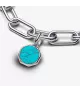 Charm Mini Medallón Grabable Pandora ME en plata de ley Azul Turquesa