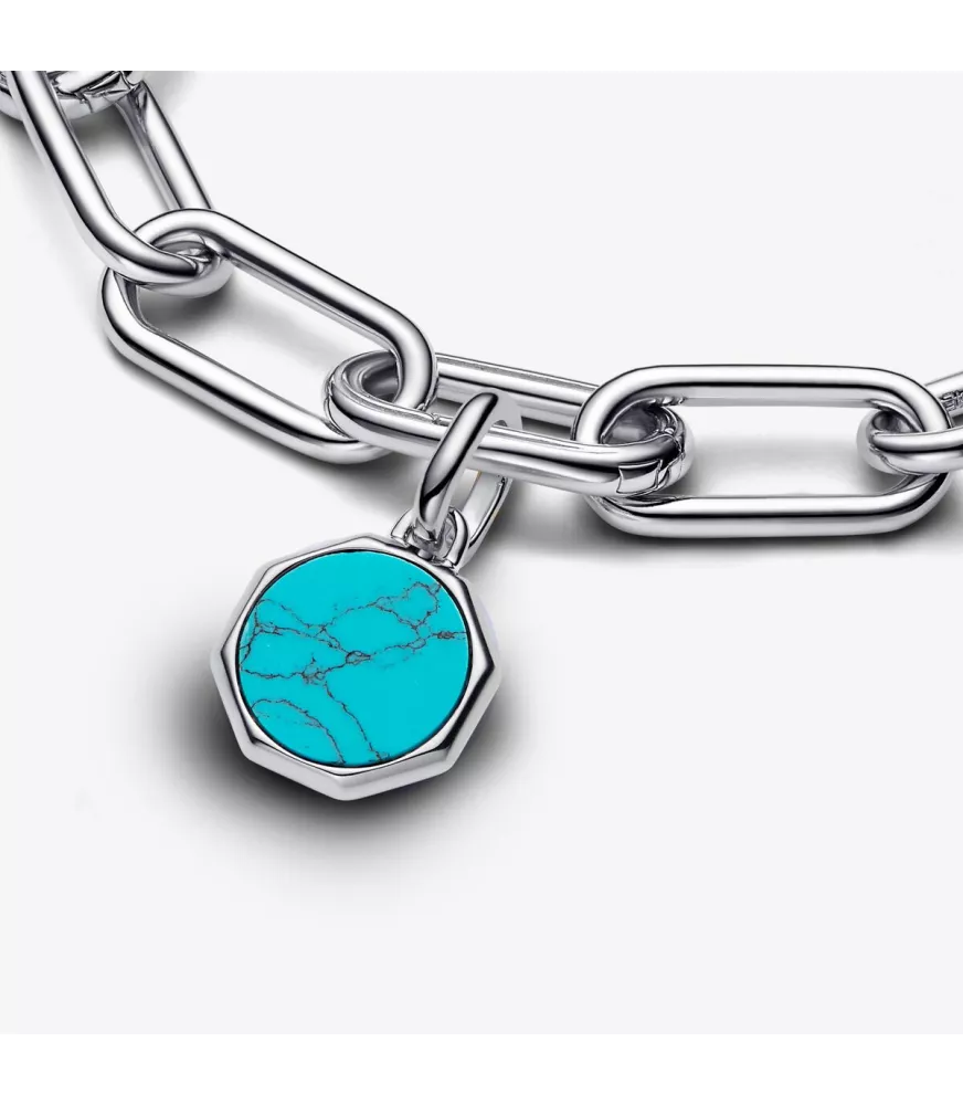 Charm Mini Medallón Grabable Pandora ME en plata de ley Azul Turquesa
