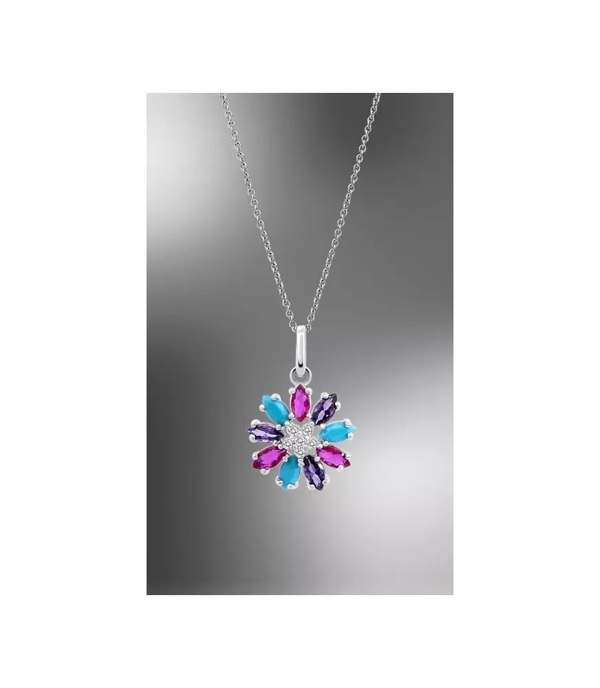 Collar Lotus Silver Flor, Colors LP3560-1/2