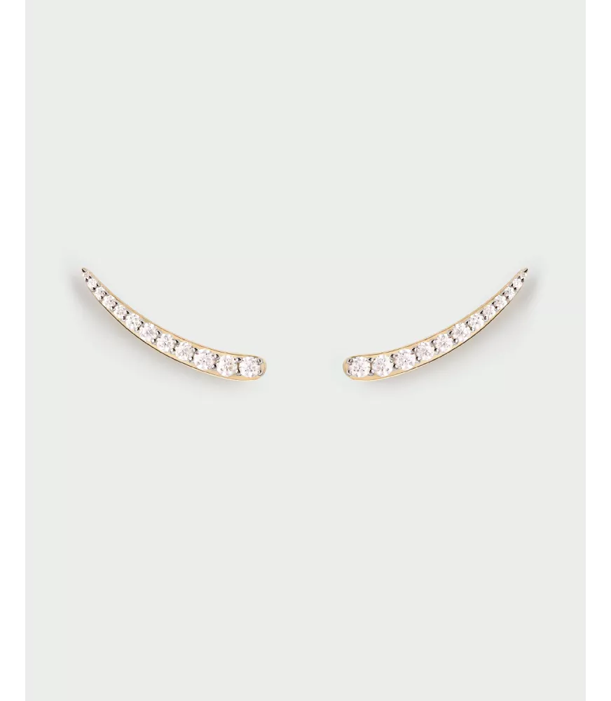 Pendientes trepadores Riga, P D Paola, colección básicos de joyeria, en plata de ley con baño de oro de 18K.