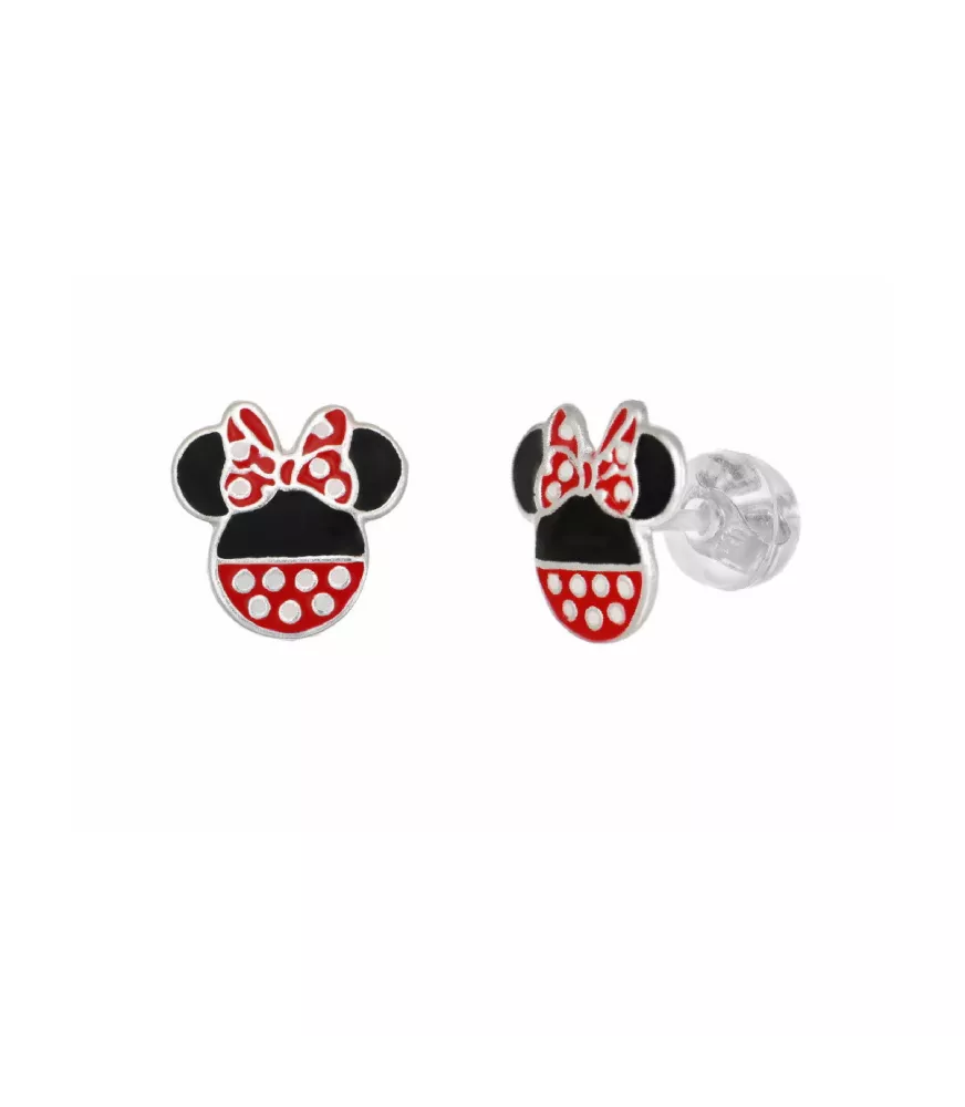 Pendientes Disney Minnie Mouse esmalte, en plata de ley.