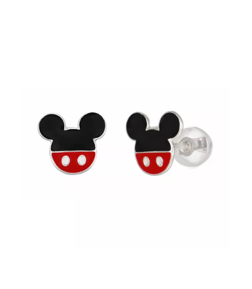 Pendientes Disney Mickey Mouse esmalte, en plata de ley.