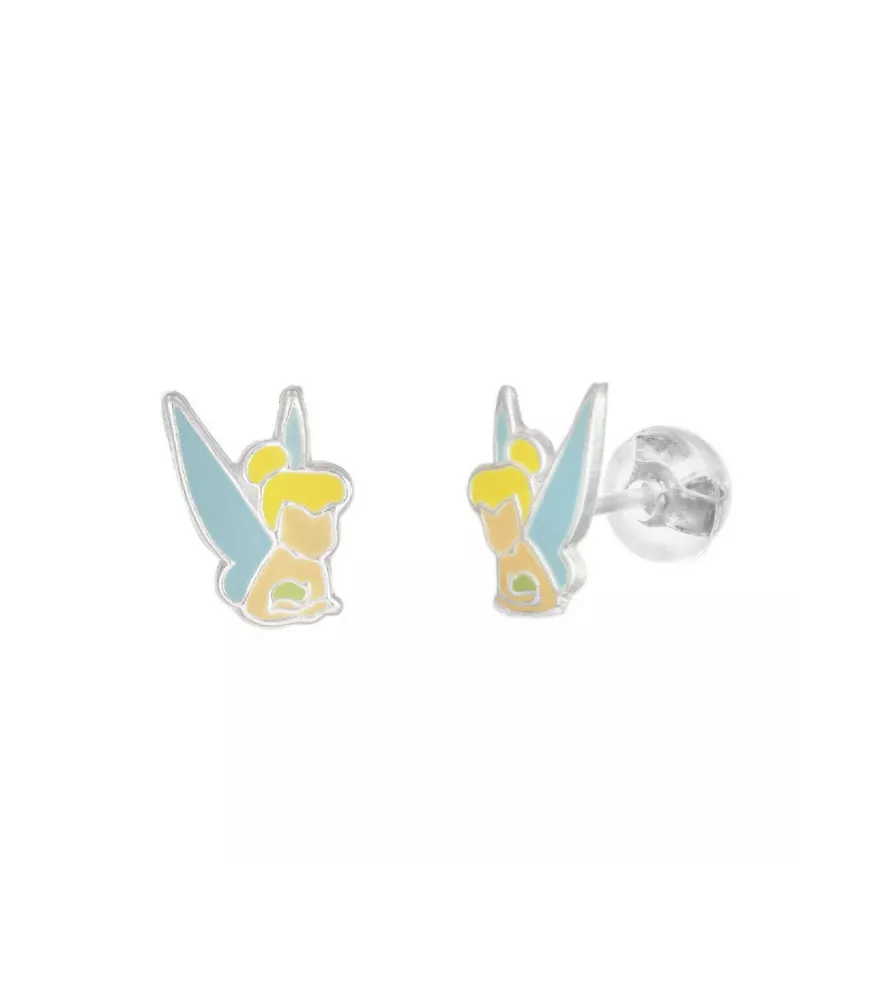 Pendientes Disney Campanilla esmalte, en plata de ley.