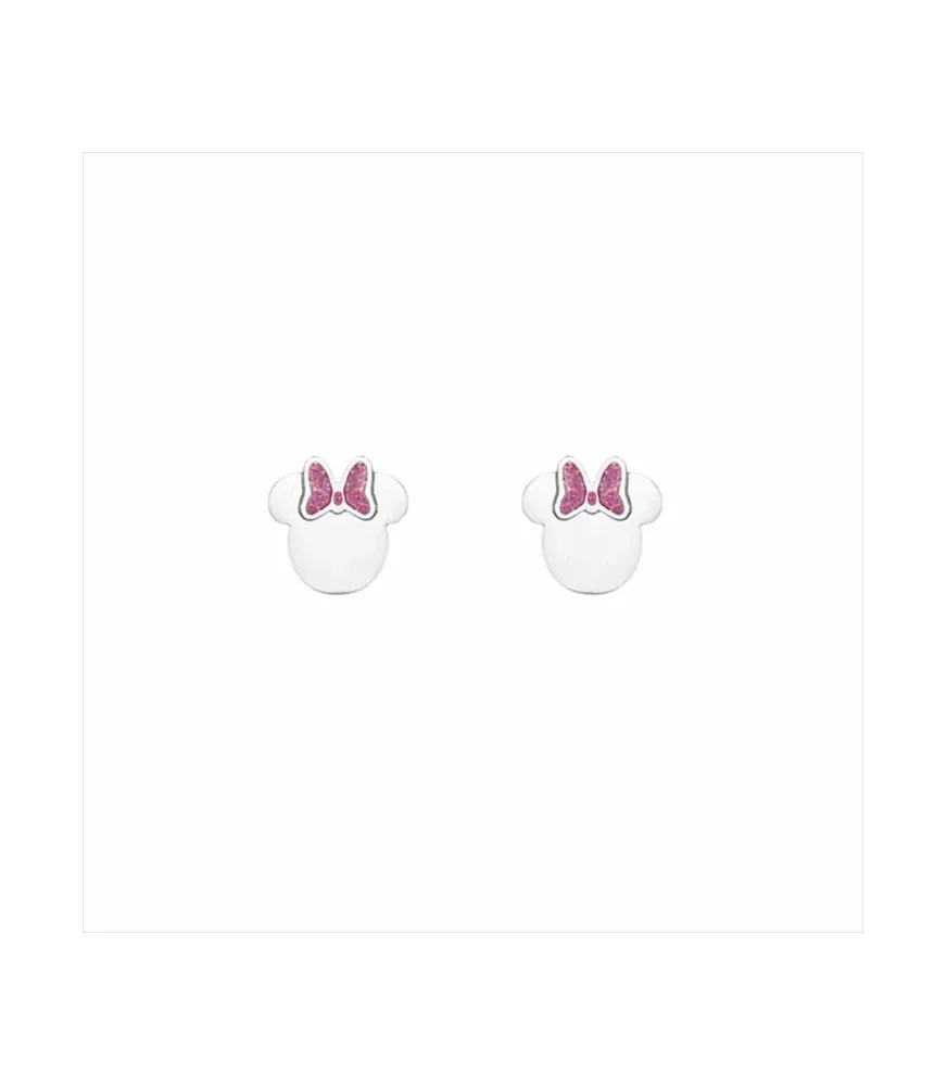 Pendientes Disney Minnie Mouse Glitter Rosa lazo, en acero