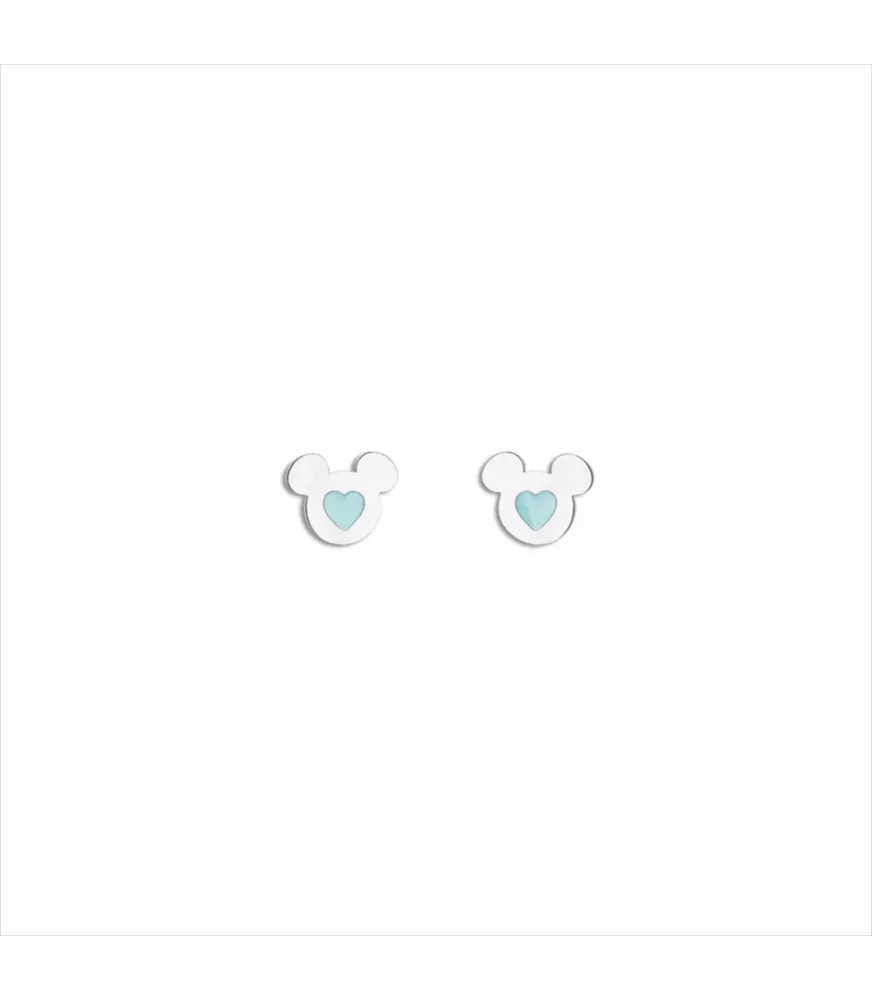 Pendientes Disney Mickey Mouse Corazón Azul, en acero