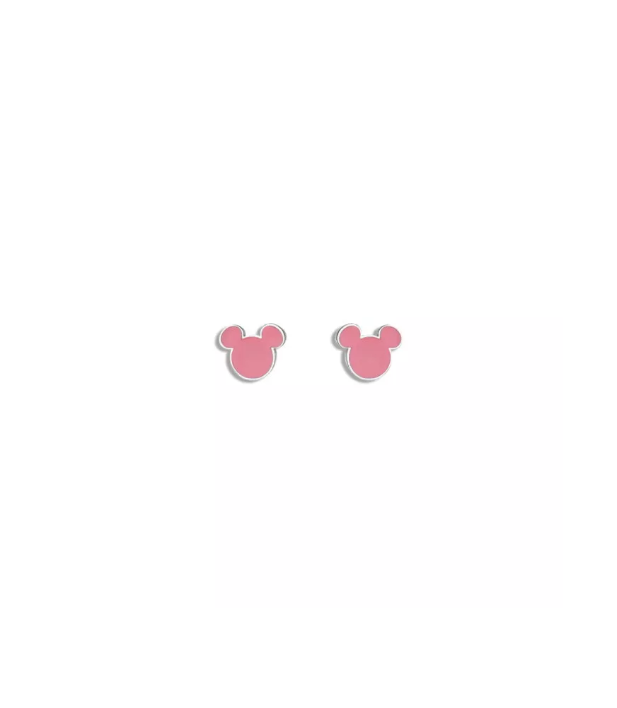 Pendientes Disney Mickey Mouse Esmalte Rosa, en acero