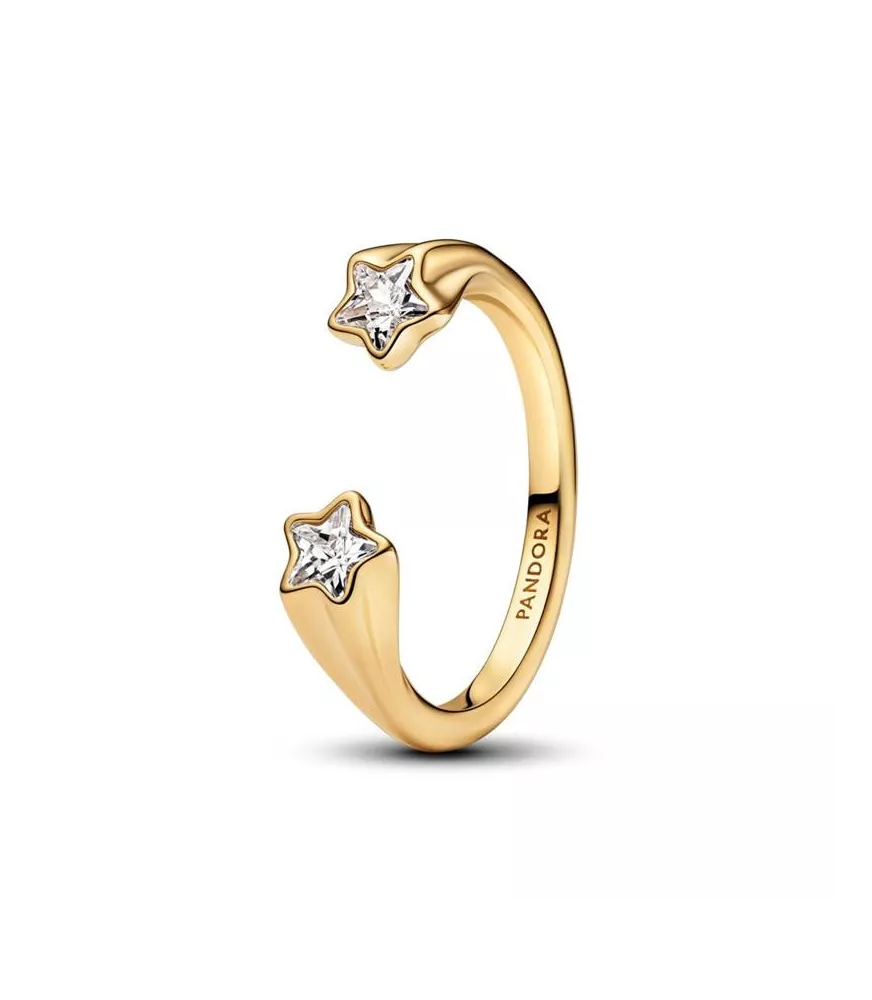 Anillo Abierto con un recubrimiento en oro de 14k Estrellas Fugaces 