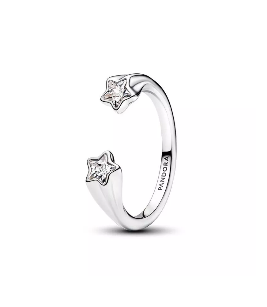 Anillo Abierto en plata de ley Estrellas Fugaces