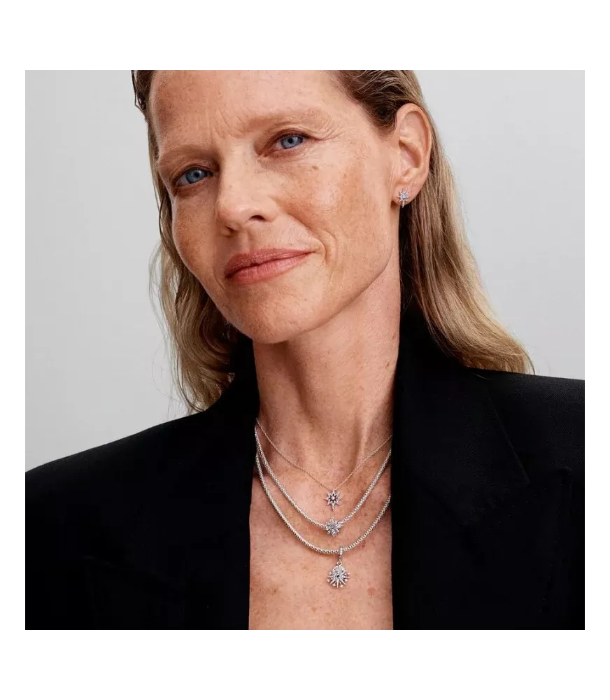 Pendientes de botón en plata de ley Estrella Polar Brillante