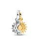 Charm colgante en plata de ley y con un recubrimiento en oro de 14k Divisible Sol y Luna 