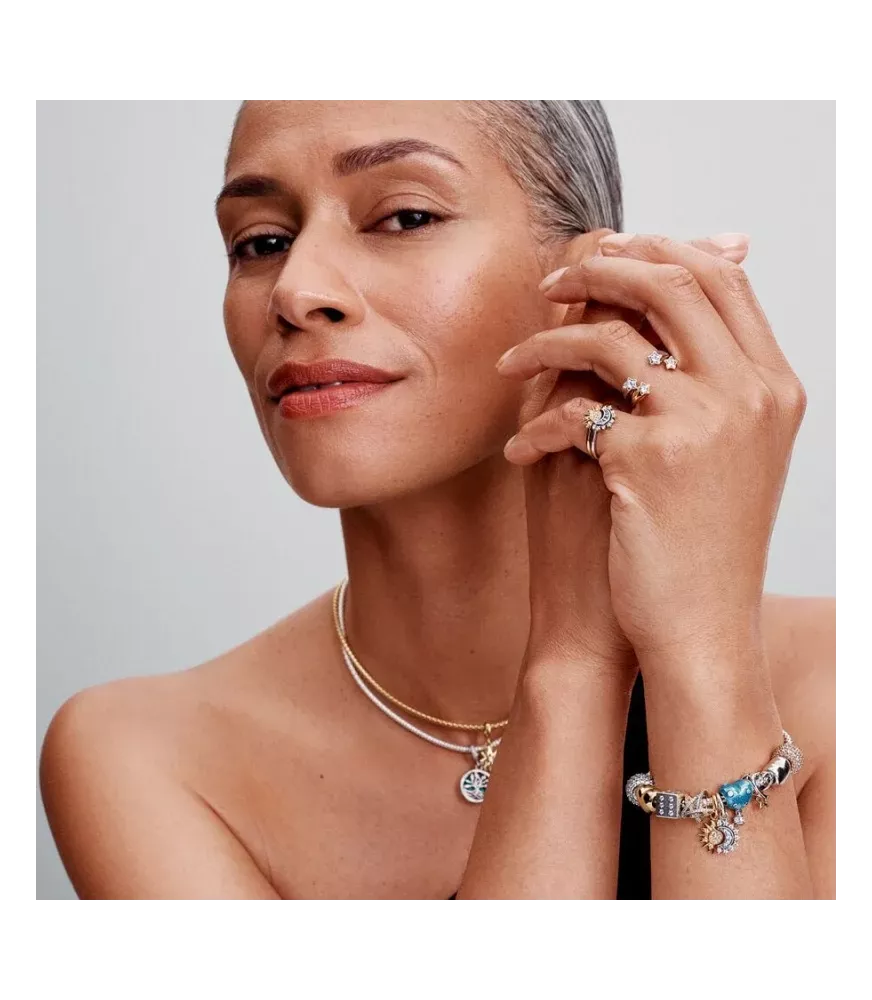 Charm colgante en plata de ley y con un recubrimiento en oro de 14k Divisible Sol y Luna 