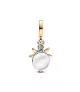 Charm colgante en plata de ley y con un recubrimiento en oro de 14k Grabable Estrella Polar con diamante sintético creado en lab