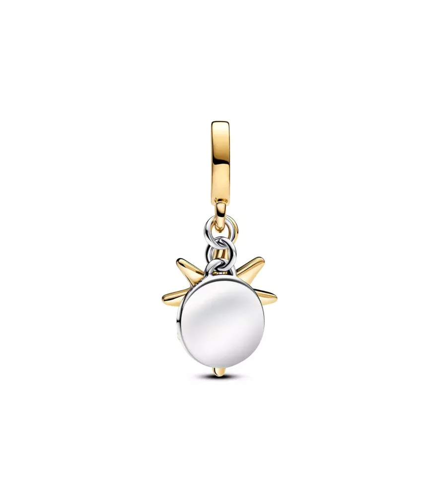 Charm colgante en plata de ley y con un recubrimiento en oro de 14k Grabable Estrella Polar con diamante sintético creado en lab
