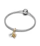 Charm colgante en plata de ley y con un recubrimiento en oro de 14k Grabable Estrella Polar con diamante sintético creado en lab