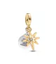 Charm colgante en plata de ley y con un recubrimiento en oro de 14k Grabable Estrella Polar con diamante sintético creado en lab