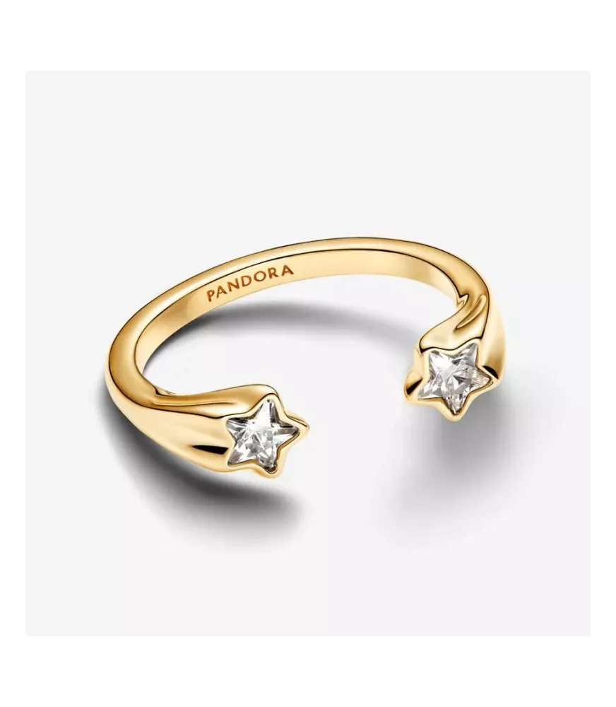 Anillo Abierto con un recubrimiento en oro de 14k Estrellas Fugaces 