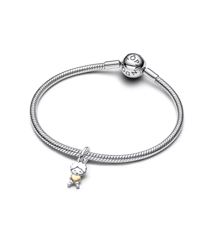 Charm colgante en plata de ley y con un recubrimiento en oro de 14k Niño Feliz 