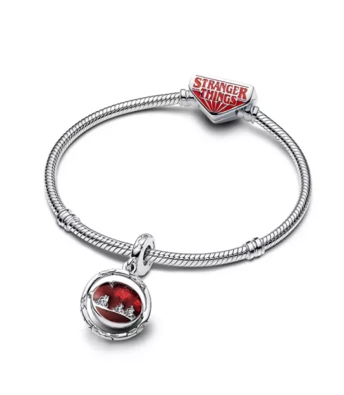 Charm colgante en plata de ley Mundo del Revés que brilla en la oscuridad de Stranger Things