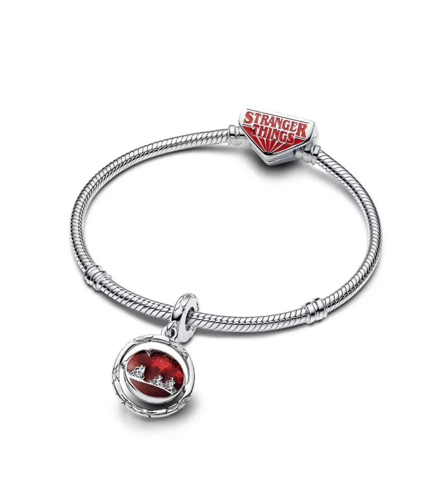 Charm colgante en plata de ley Mundo del Revés que brilla en la oscuridad de Stranger Things