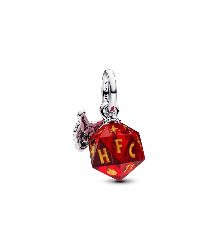 Charm colgante en plata de ley Dado Club del Fuego Infernal de Stranger Things 