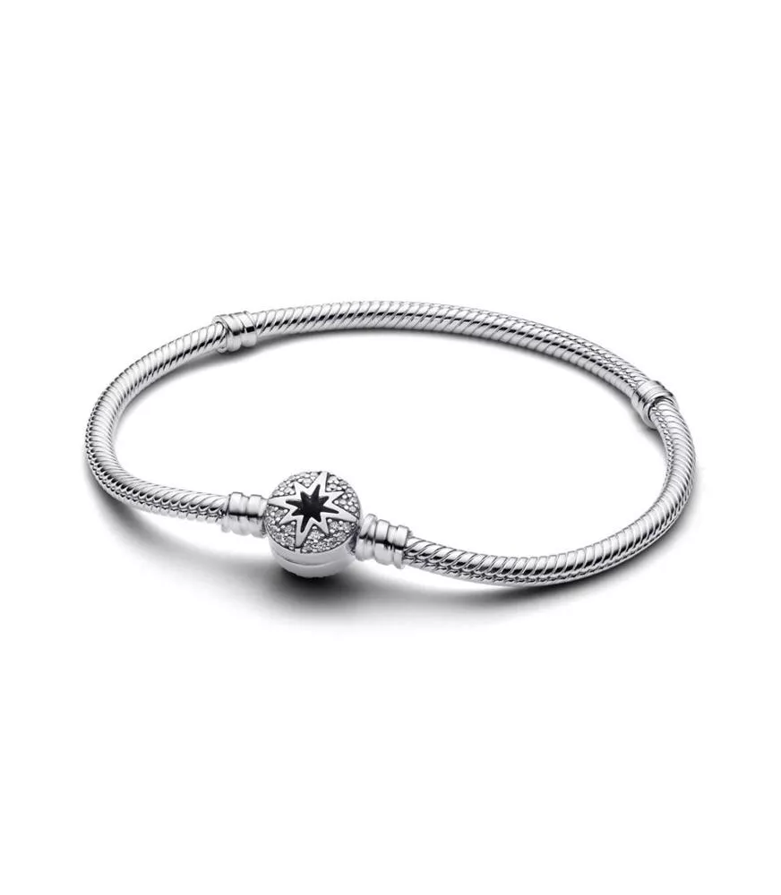 Pulsera Pandora Moments Cadena de Serpiente con Cierre de Estrella Polar