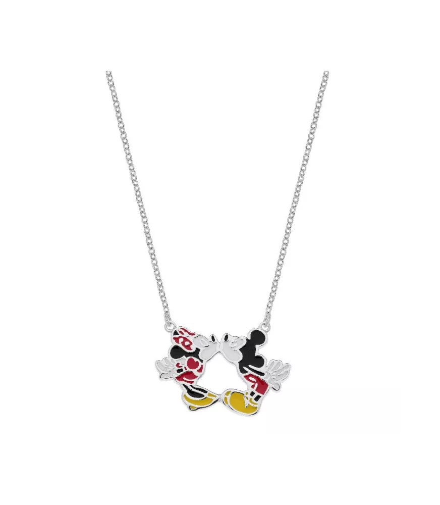 Colgante Disney Mickey & Minnie beso , en plata 925 milésimas.