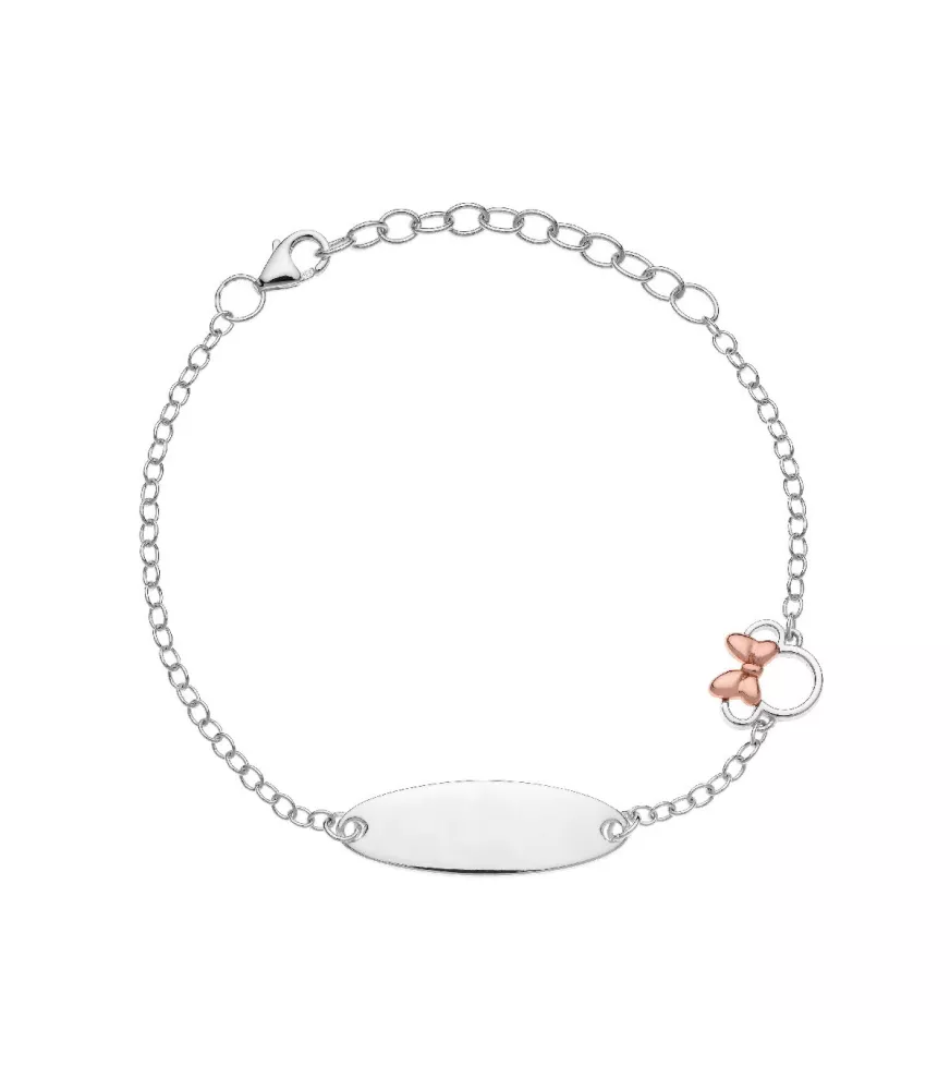 Pulsera Disney Mickey Mouse Silueta Minnie placa, en plata 925 milésimas.