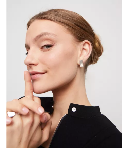 Pendientes Ser Sin Complejos UNOde50, en metal bañado en plata.