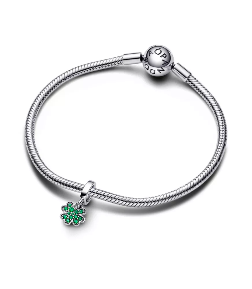 Charm Colgante en plata de ley Trébol de Cuatro Hojas