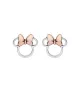 Pendientes Disney Silueta Minnie lazo rosé, en plata de ley.