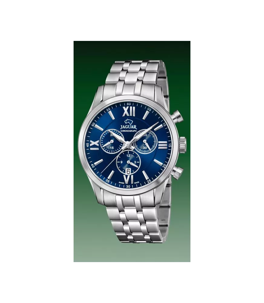 Reloj Jaguar Acamar Chronographe azul, hombre, cuarzo suizo ,analógico, 3 agujas, cronografo y calendario.