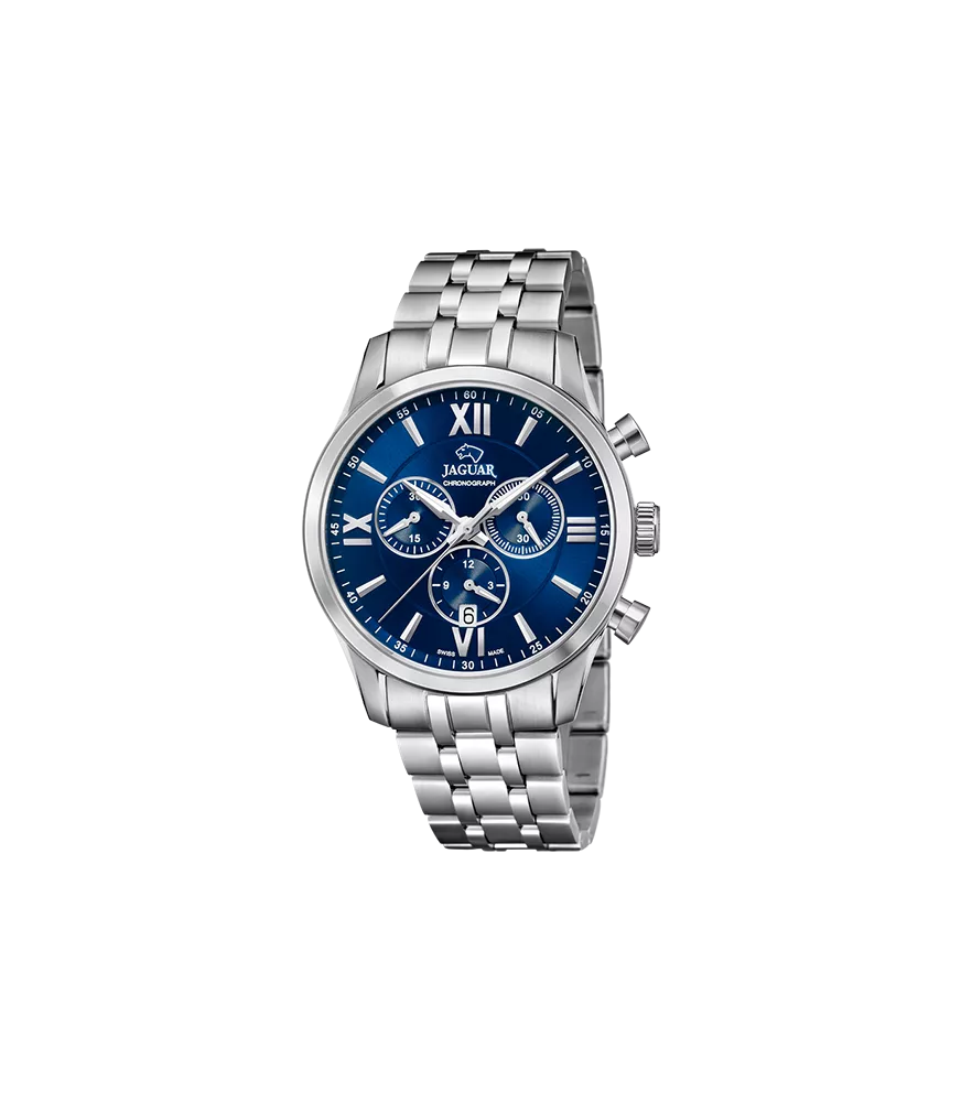 Reloj Jaguar Acamar Chronographe azul, hombre, cuarzo suizo ,analógico, 3 agujas, cronografo y calendario.