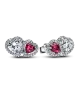 Pendientes de botón en plata de ley Halo Corazones