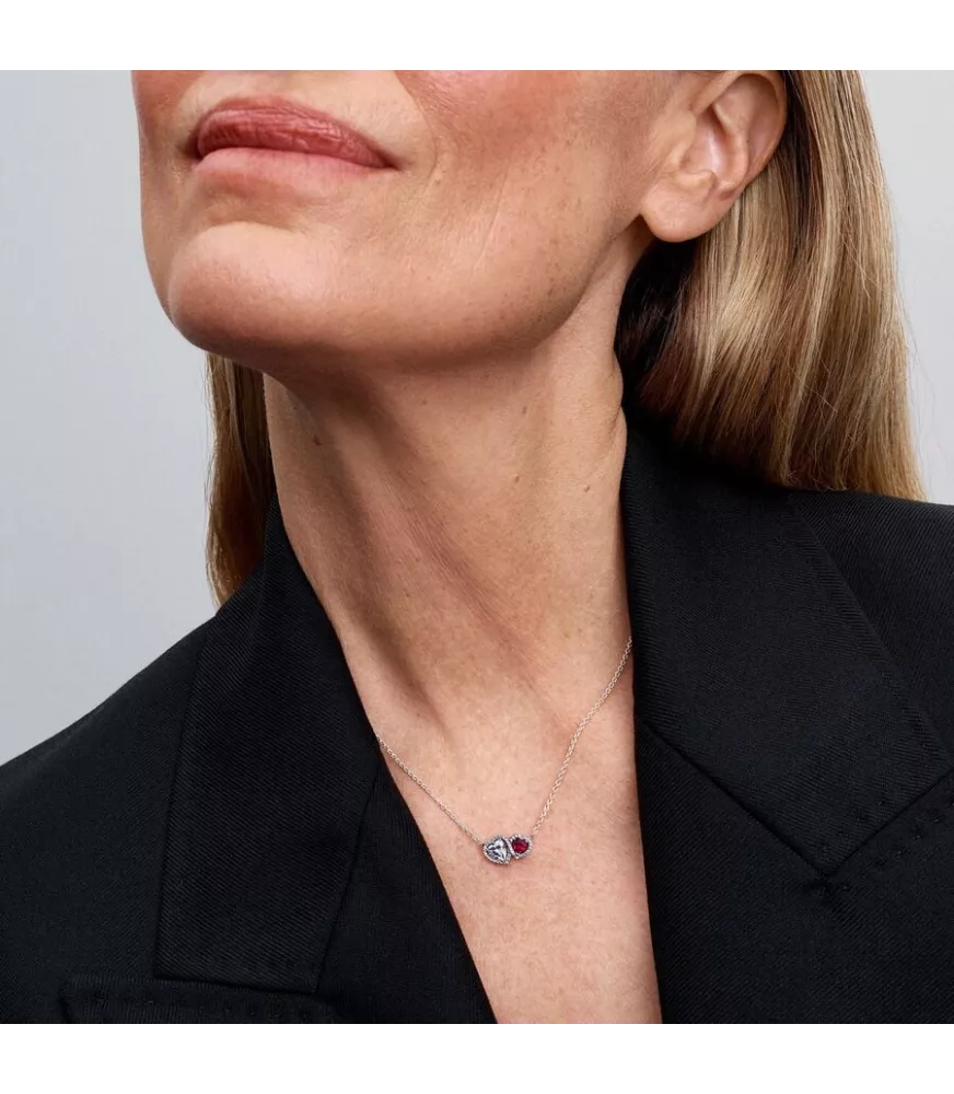 Collar en plata de ley Halo Corazones