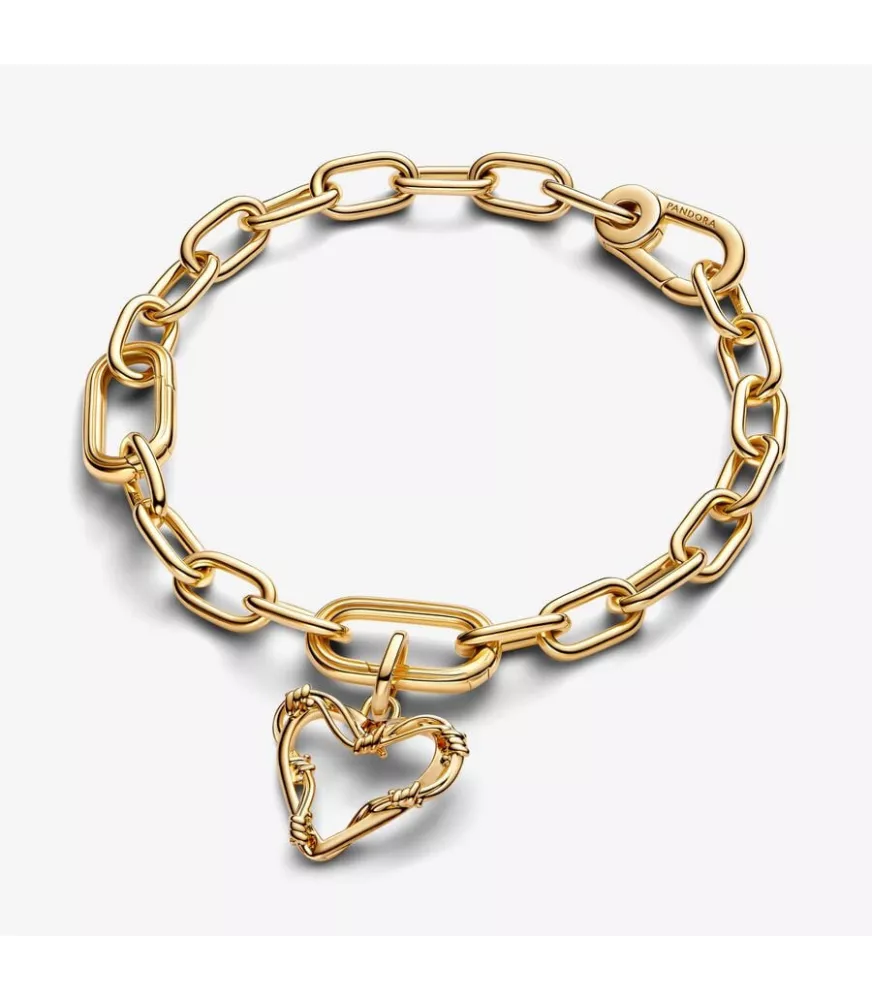 Charm Medallón Pandora ME con un recubrimiento en oro de 14k Corazón de Alambre