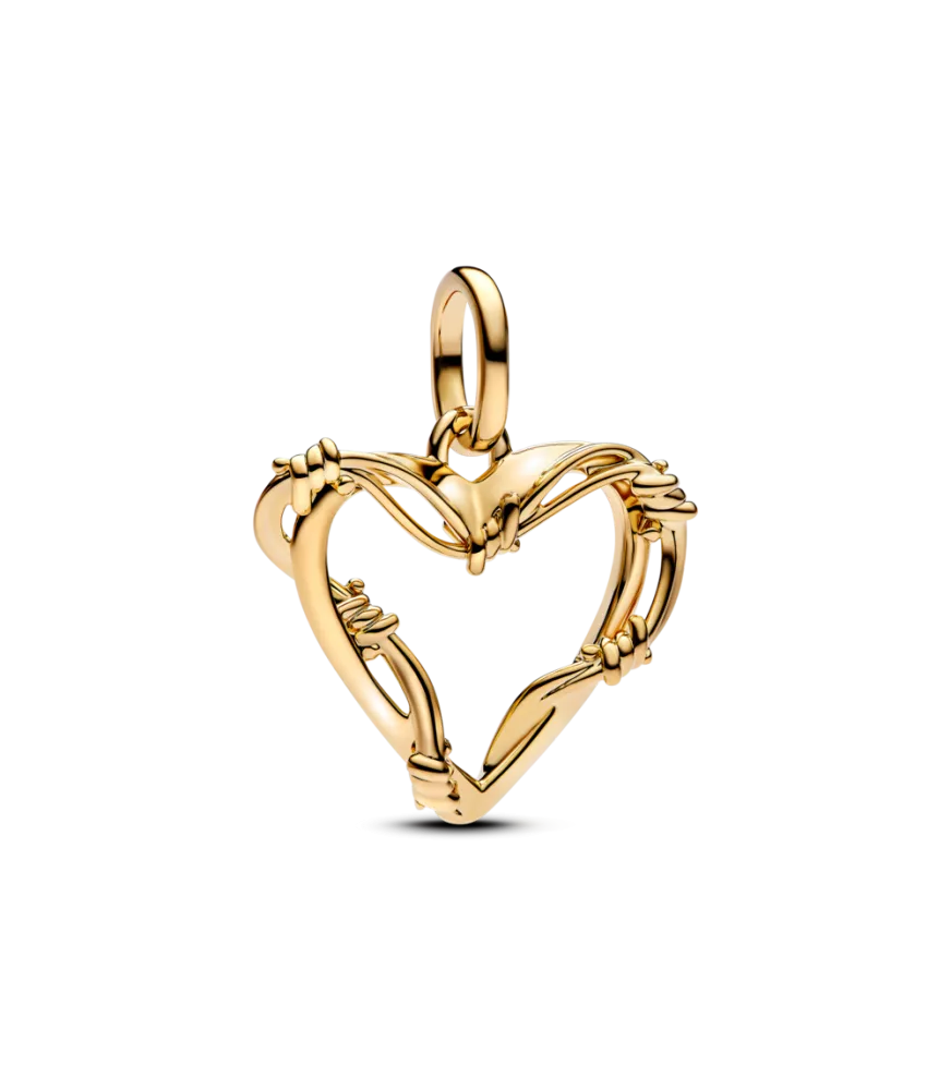 Charm Medallón Pandora ME con un recubrimiento en oro de 14k Corazón de Alambre