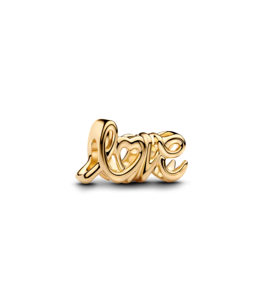 Charm con un recubrimiento en oro de 14k Love Escrito a Mano