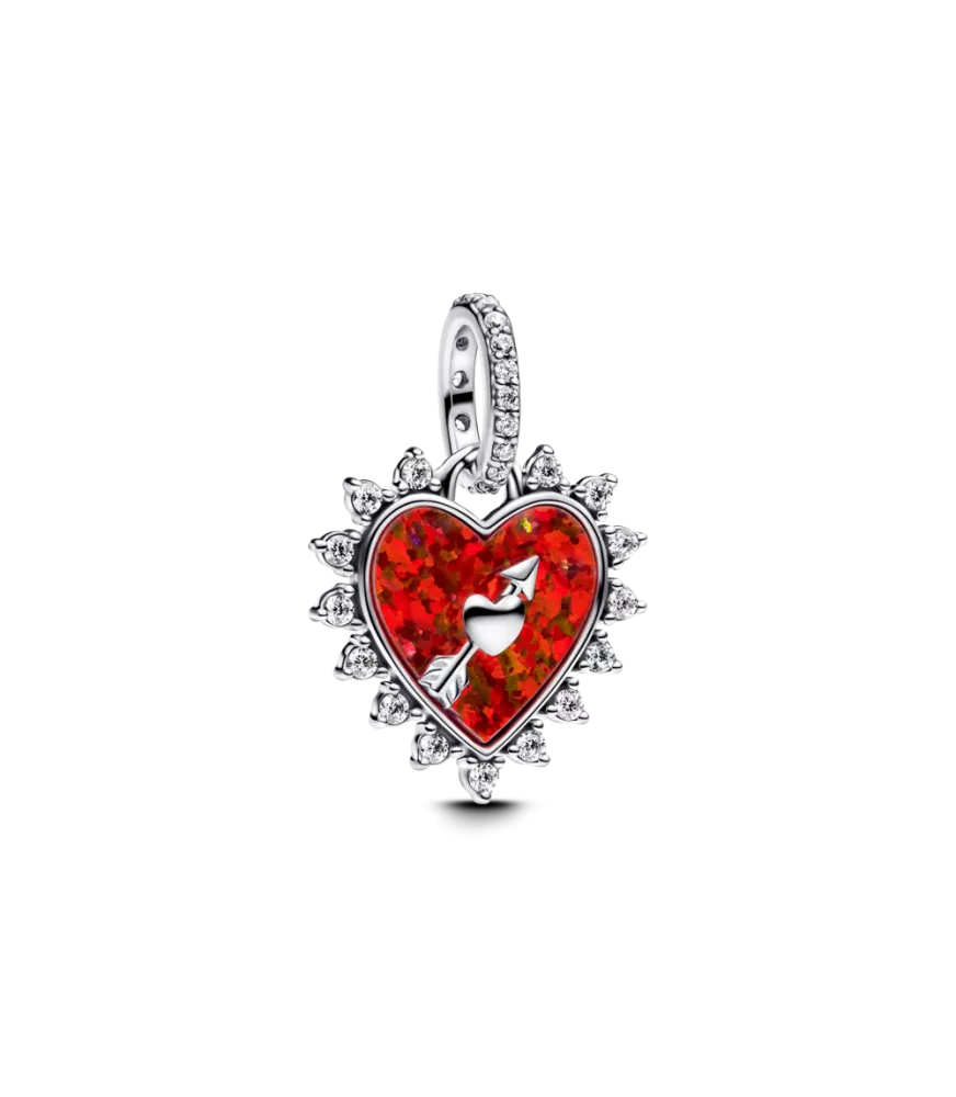 Charm Colgante en plata de ley Flecha Corazón Giratorio
