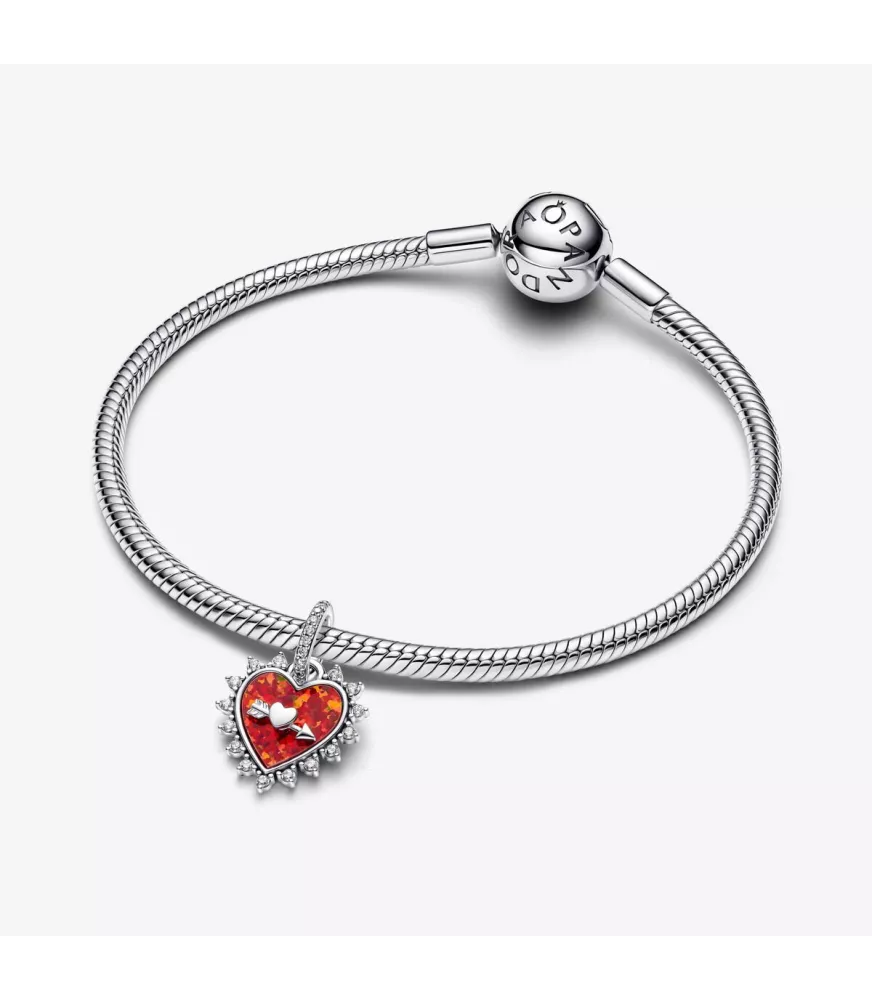 Charm Colgante en plata de ley Flecha Corazón Giratorio