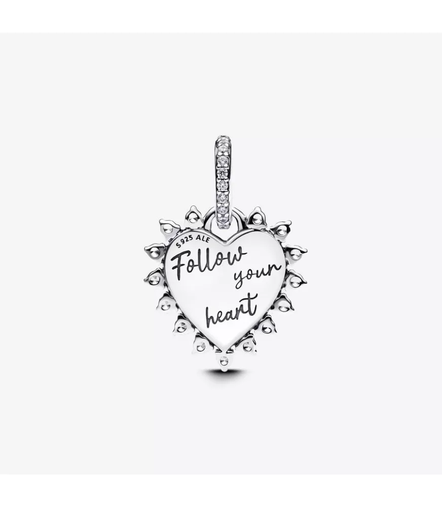 Charm Colgante en plata de ley Flecha Corazón Giratorio