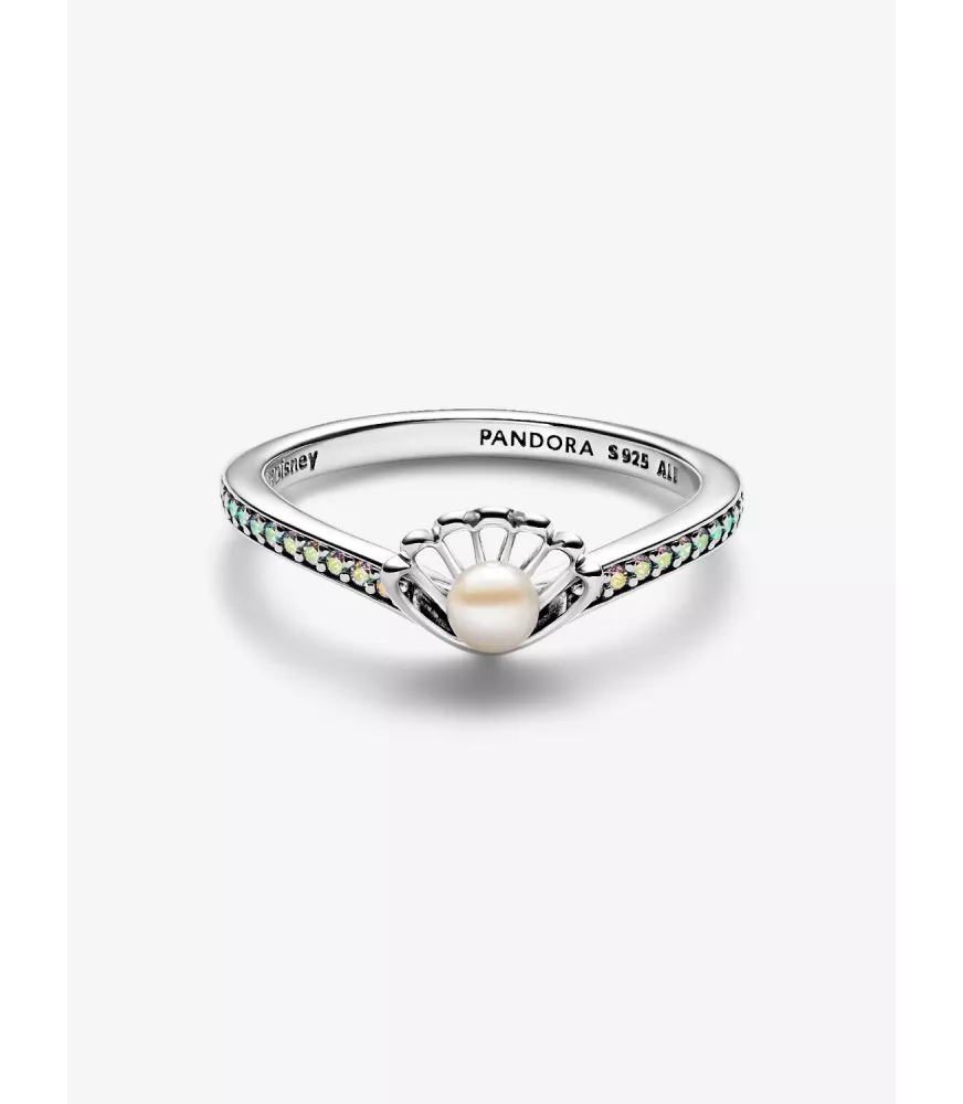Anillo Perla Cultivada de Agua Dulce Tratada Concha Princesa Ariel de Disney