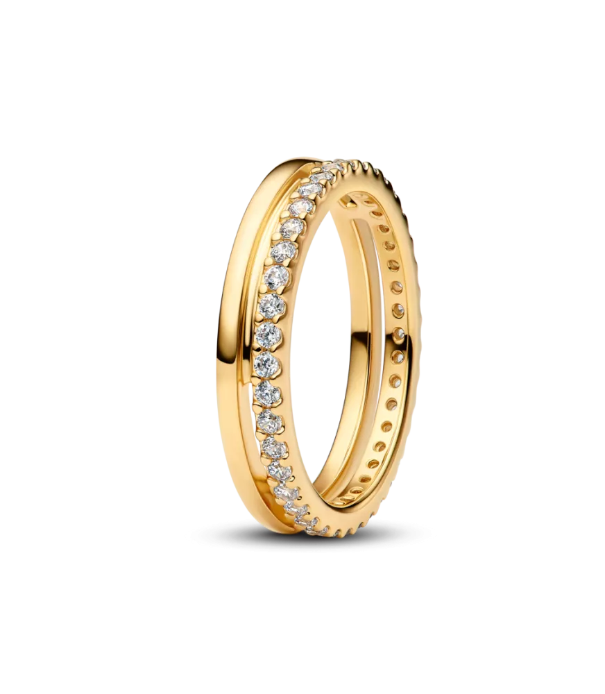 Anillo con un recubrimiento en oro de 14k Doble Banda