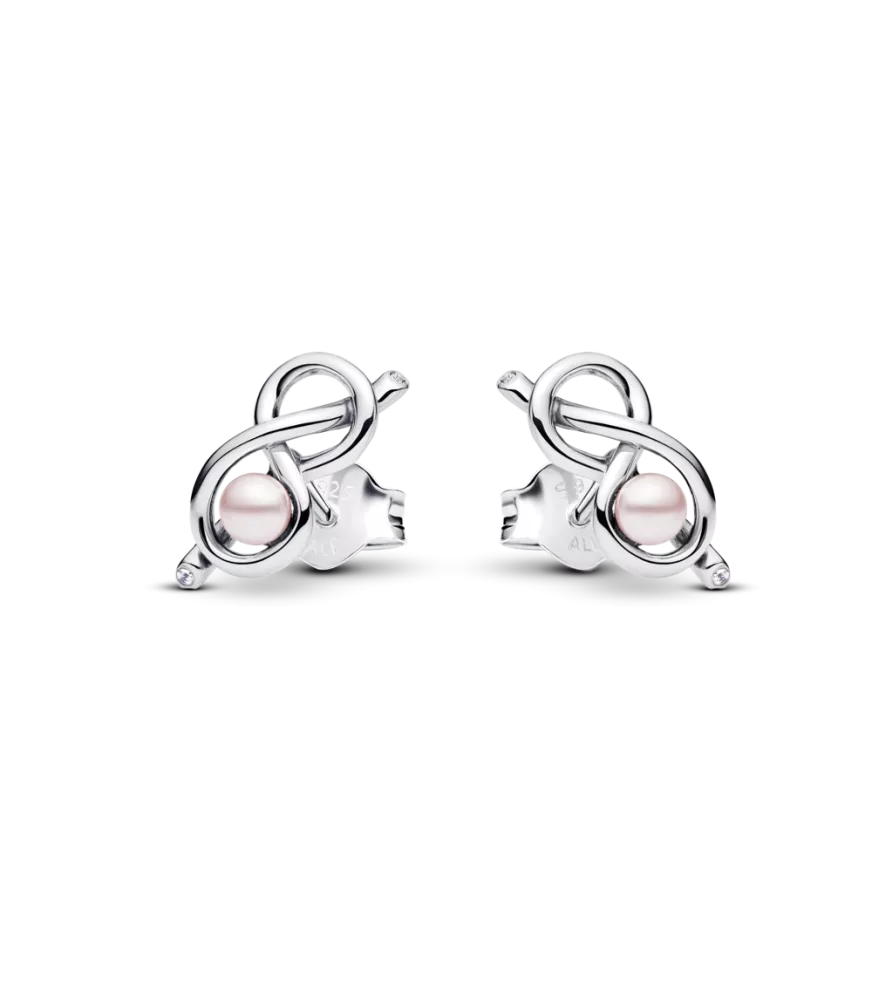 Pendientes de botón en plata de ley Nudo Infinito