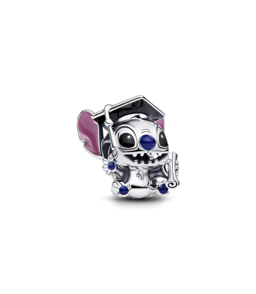 Charm en plata de ley Graduación Stitch de Disney