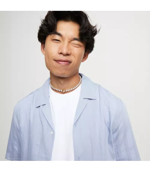 Collar Ser Intrépida Unode50, en metal bañado en plata.