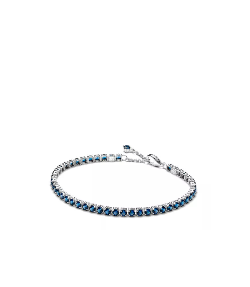 Pulsera en plata de ley Tenis Azul Brillantes 