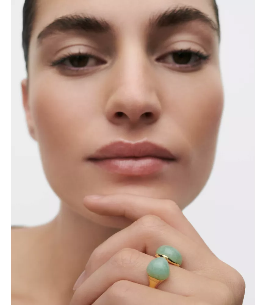 Anillo Aventurina Verde Gravity, P D Paola, colección Dolphin,