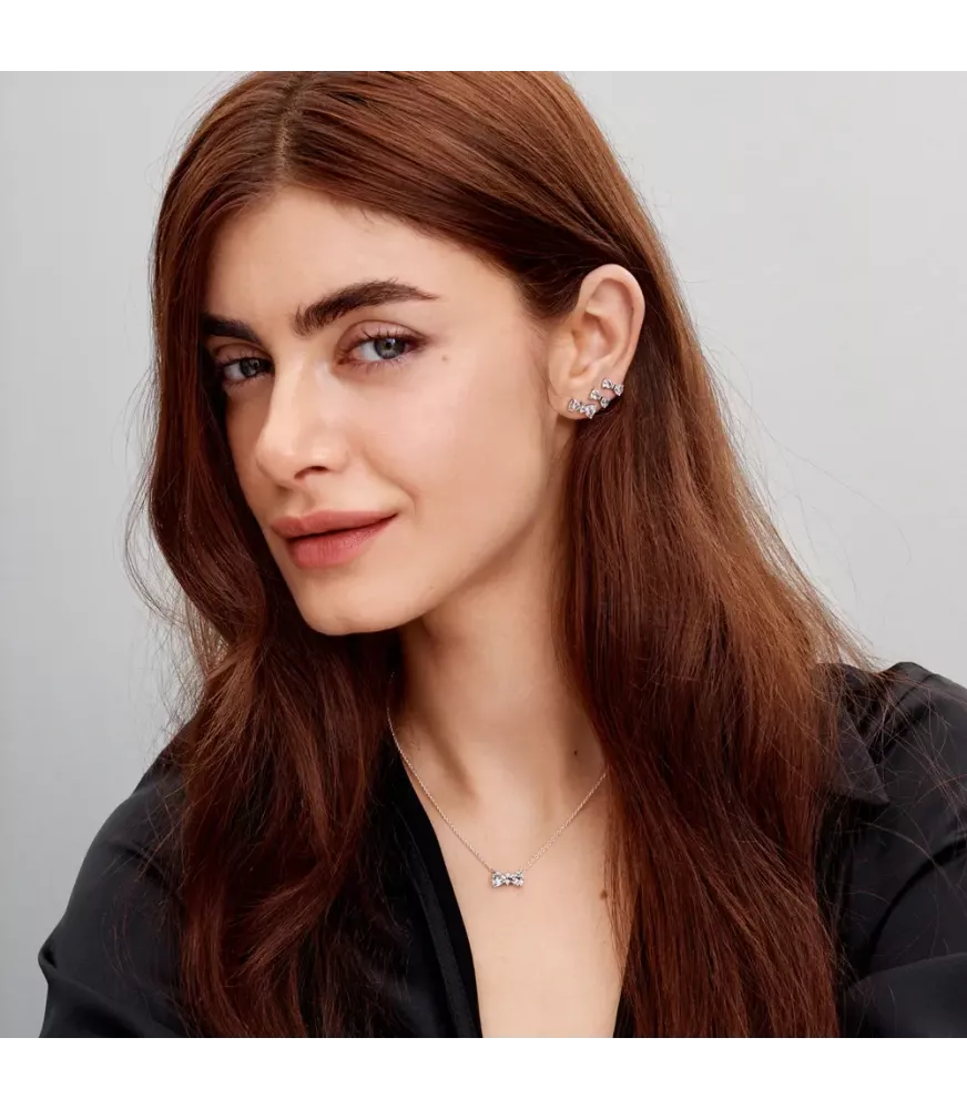 Pendientes de botón en plata de ley Lazo Brillante