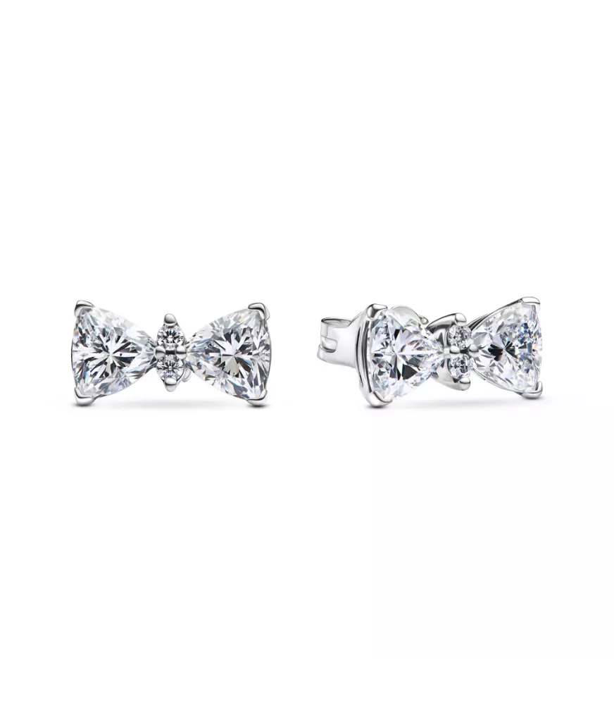 Pendientes de botón en plata de ley Lazo Brillante