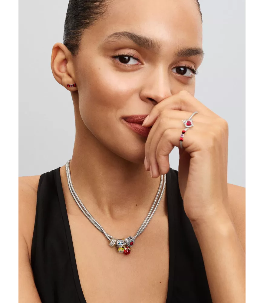 Pendientes de botón en plata de ley Lazo Blancanieves de Disney